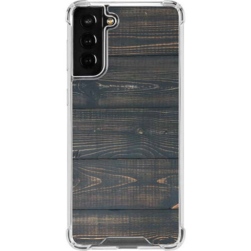 Black Painted Wood Galaxy S21 FE Clear Case